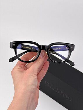 Valentino V-ESSENTIAL-V VLX-163 A-AF Square Eyeglasses – Shiny Black (Unisex)